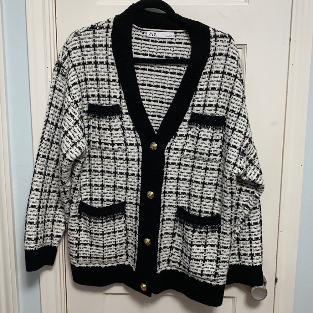 Bloggers Favorite Zara Oversized Tweed Cardigan